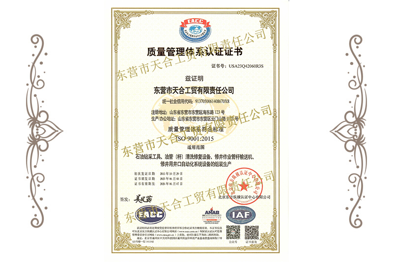 ISO9001證書中(zhōng)文(wén)版